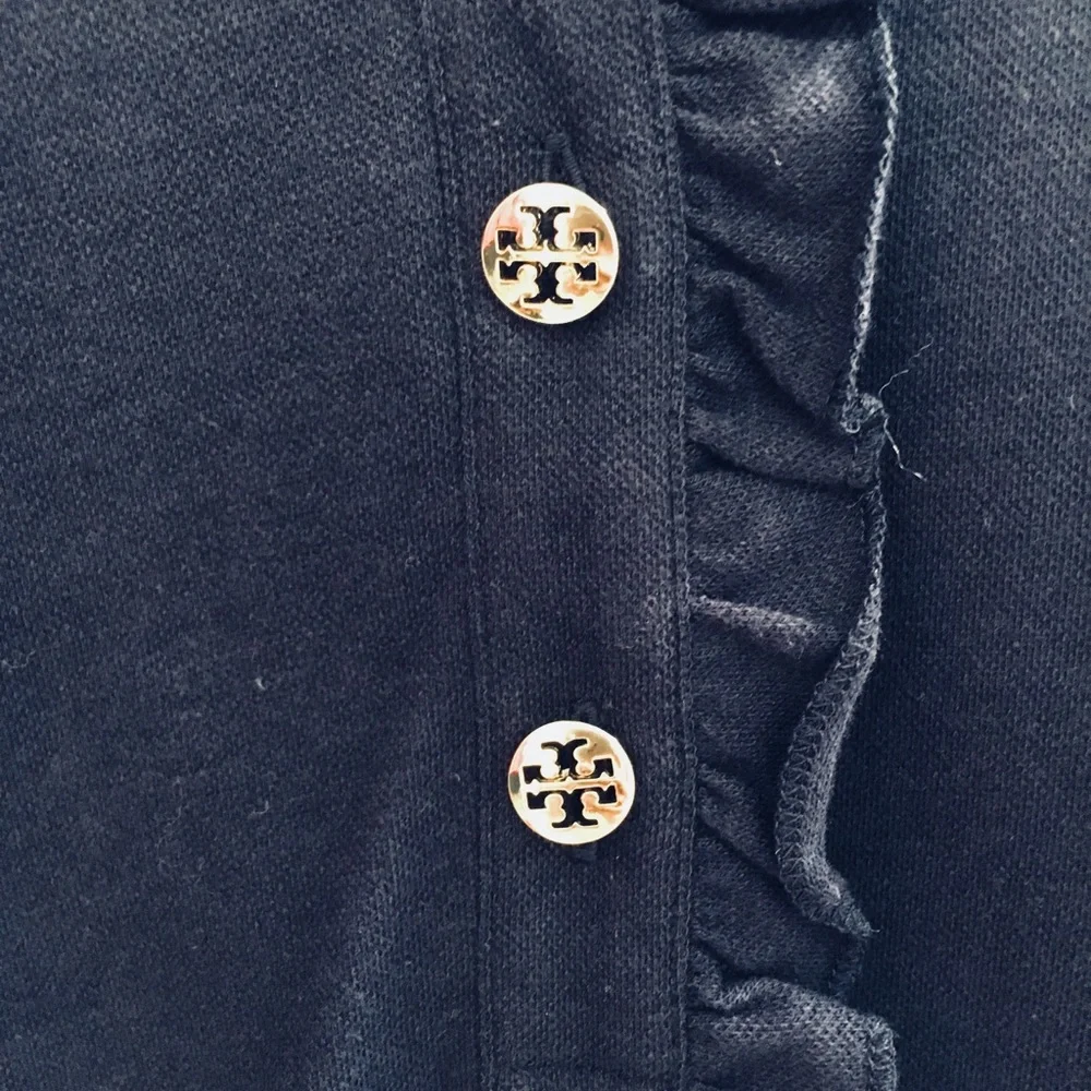 Tory Burch Navy Ruffle Collar Sleeveless Tank
